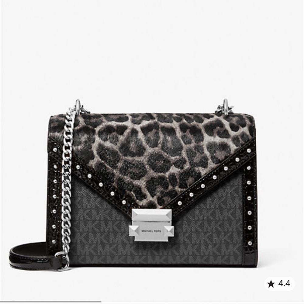 Michael Kors Black and Gray Leopard Crossbody Bag